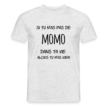 Si tu n'as pas de Momo dans ta vie alors tu n'as - T-shirt homme - gris chiné - Devant - AI Model Male 178 dark (178cm)