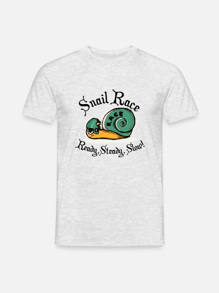Schnecke Ready, Steady, Slow Snail Race - Männer T-Shirt - Grau meliert