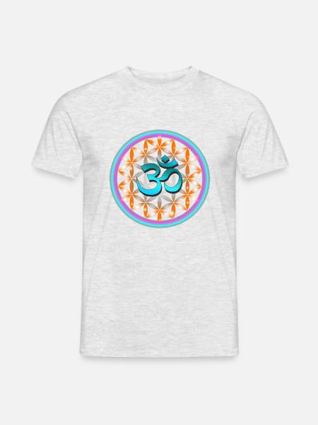 Flower of Life Symbol Meditation Logo - Männer T-Shirt - Grau meliert