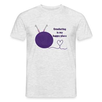 Häkeln ist mein glücklicher Ort - Männer T-Shirt - Grau meliert - Vorne - AI Model Male 178 dark (178cm)