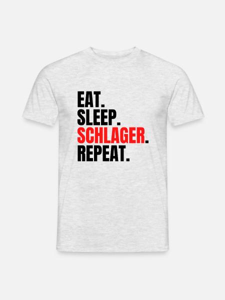 eat sleep schlager repeat - Männer T-Shirt - Grau meliert