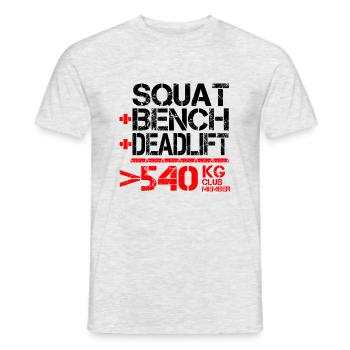Dynamophilie 540 kg Membre du Club - T-shirt homme - gris chiné - Devant - AI Model Male 178 dark (178cm)
