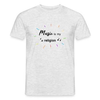 music is my religion - Männer T-Shirt - Grau meliert - Vorne - AI Model Male 178 dark (178cm)