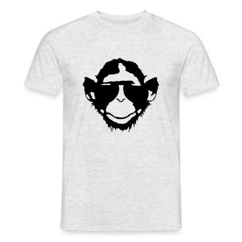 Affe mit Sonnenbrille Gesicht Lustig Vektor - Männer T-Shirt - Grau meliert - Vorne - AI Model Male 178 dark (178cm)