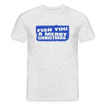 fish hook dinosaur lover birthday present idea - Männer T-Shirt - Grau meliert - Vorne - AI Model Male 178 dark (178cm)