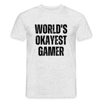World's Okayest Gamer Funny Gamer Gaming Quote - Men's T-Shirt - heather grey - Front - AI Model Male 178 dark (178cm)