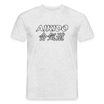 Aikido - Men's T-Shirt - heather grey - Front - AI Model Male 178 dark (178cm)