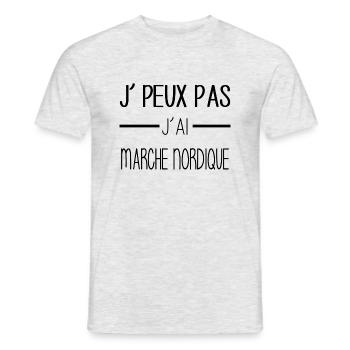 Marche nordique, ma passion en mouvement! - T-shirt homme - gris chiné - Devant - AI Model Male 178 dark (178cm)
