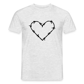 trapped heart love barbed wire thorny - Men's T-Shirt - heather grey - Front - AI Model Male 178 dark (178cm)
