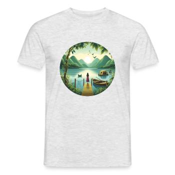 Addiction aux lacs - T-shirt homme - gris chiné - Devant - AI Model Male 178 dark (178cm)