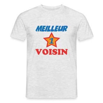 Meilleur VOISIN - T-shirt homme - gris chiné - Devant - AI Model Male 178 dark (178cm)