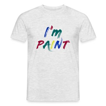 JE SUIS PEINTRE - J’adore peindre au doigt – Peintures au doigt - T-shirt homme - gris chiné - Devant - AI Model Male 178 dark (178cm)