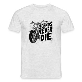 Legends Never Die Biker Motorradfahrer Motorrad - Männer T-Shirt - Grau meliert - Vorne - AI Model Male 178 dark (178cm)