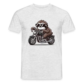 faultier motorrad - Männer T-Shirt - Grau meliert - Vorne - AI Model Male 178 dark (178cm)