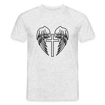 Holy Cross Jesus Christ Wings Angel Heaven - Men's T-Shirt - heather grey - Front - AI Model Male 178 dark (178cm)
