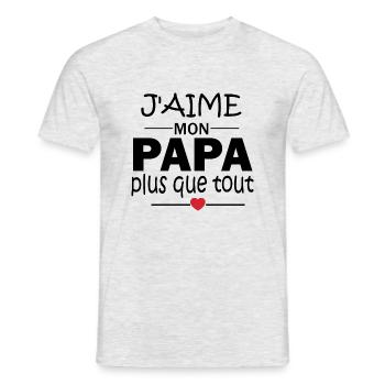 j'aime mon papa plus que tout - T-shirt homme - gris chiné - Devant - AI Model Male 178 dark (178cm)