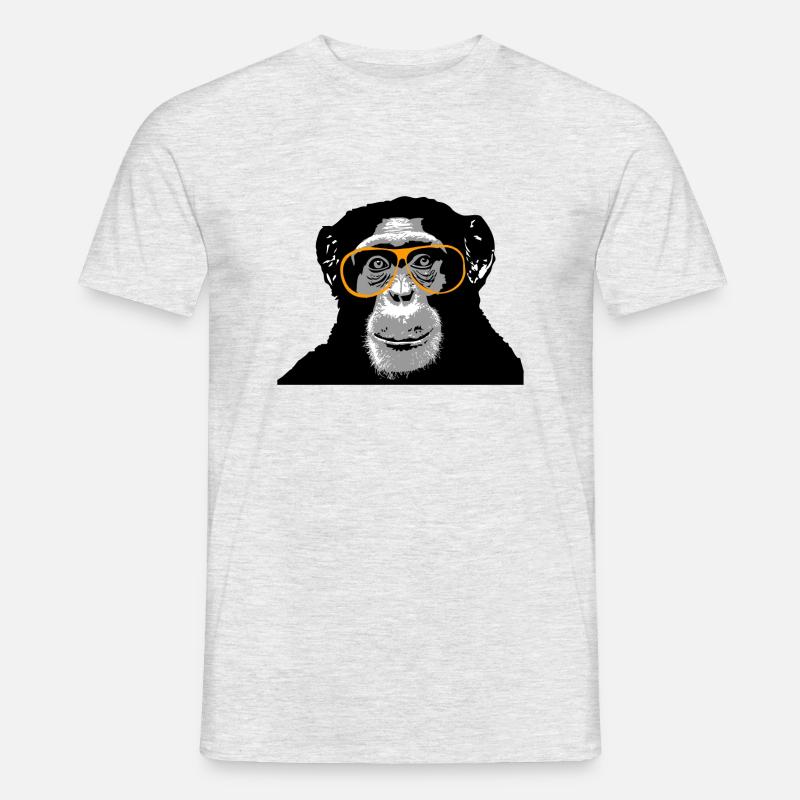 Schimpanse - Affe - Männer T-Shirt - Grau meliert