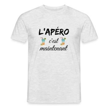 L'apéro c'est maintenant - T-shirt homme - gris chiné - Devant - AI Model Male 178 dark (178cm)