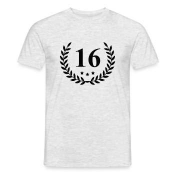 16 Zahl Kranz - Männer T-Shirt - Grau meliert - Vorne - AI Model Male 178 dark (178cm)