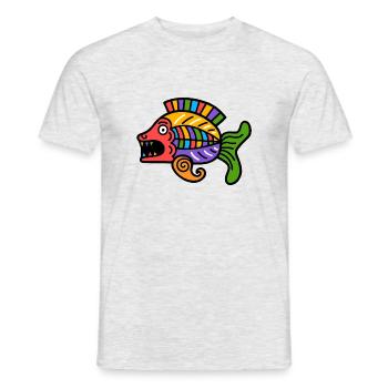 Culture of the Incas, fish symbol - Men's T-Shirt - heather grey - Front - AI Model Male 178 dark (178cm)