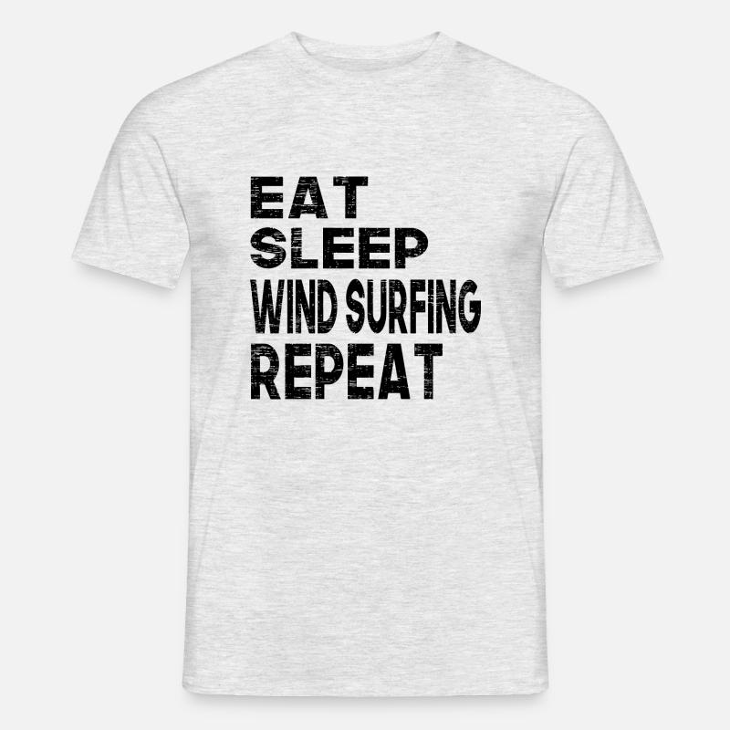 Eat Sleep Wind Surfing Repeat - Männer T-Shirt - Grau meliert