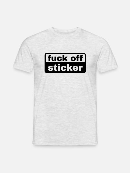 fuck off sticker - Männer T-Shirt - Grau meliert