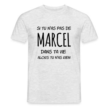 Si tu n as pas de Marcel dans ta vie alors tu n'as - T-shirt homme - gris chiné - Devant - AI Model Male 178 dark (178cm)