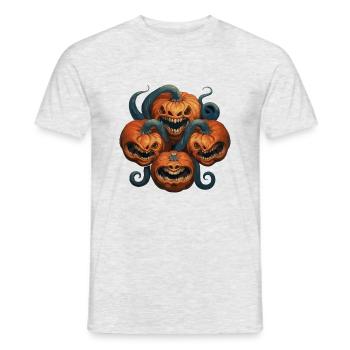 Gruselige Kürbisfreunde - Männer T-Shirt - Grau meliert - Vorne - AI Model Male 178 dark (178cm)