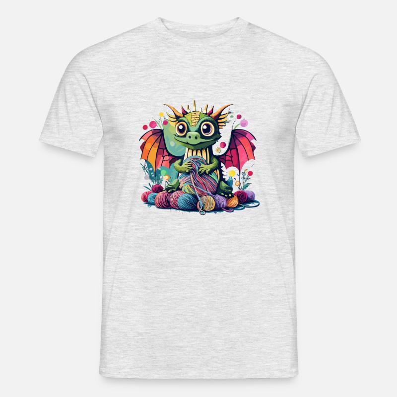 Hüter der Wolle Drache - Männer T-Shirt - Grau meliert