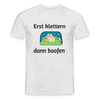 Erst klettern dann boofen - Männer T-Shirt - Grau meliert - Vorne - AI Model Male 178 dark (178cm)