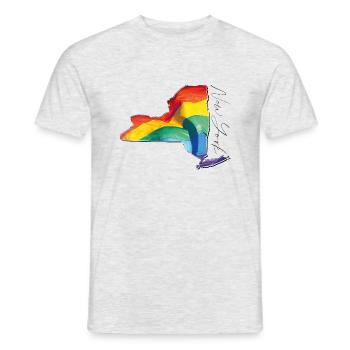 New York (USA) | echte Flagge | LGBTQIA+ Script - Männer T-Shirt - Grau meliert - Vorne - AI Model Male 178 dark (178cm)