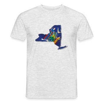 New York (USA) | echte Flagge | Flag Map - Männer T-Shirt - Grau meliert - Vorne - AI Model Male 178 dark (178cm)