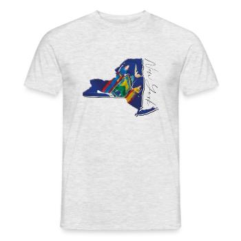 New York (États-Unis) | Drapeau réel | Flag Map Script - T-shirt homme - gris chiné - Devant - AI Model Male 178 dark (178cm)