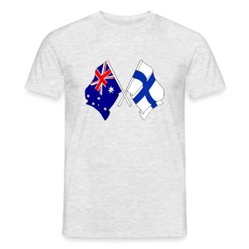 Deux drapeaux croisés de l’Australie, drapeau de la Finlande - T-shirt homme - gris chiné - Devant - AI Model Male 178 dark (178cm)