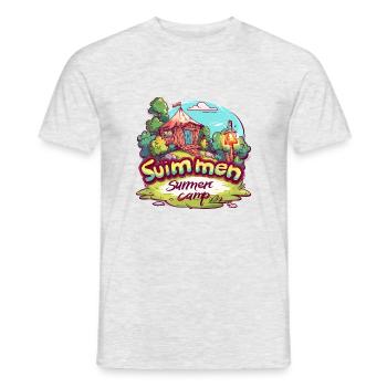 transparent summer camp small cabin in rural area - Men's T-Shirt - heather grey - Front - AI Model Male 178 dark (178cm)