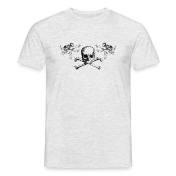 Schädel mit Engeln - Männer T-Shirt - Grau meliert - Vorne - AI Model Male 178 dark (178cm)