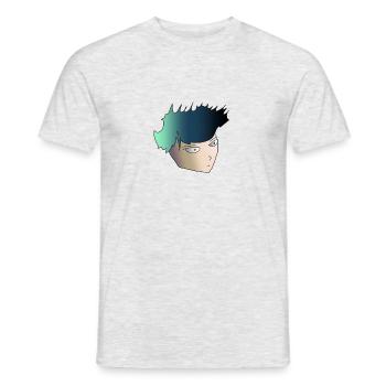 Anime boy with green hair - Men's T-Shirt - heather grey - Front - AI Model Male 178 dark (178cm)