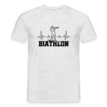 Biathlon Biathlet Langlauf Schießsport Herzschlag - Männer T-Shirt - Grau meliert - Vorne - AI Model Male 178 dark (178cm)
