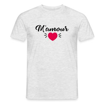 m'amour - T-shirt homme - gris chiné - Devant - AI Model Male 178 dark (178cm)