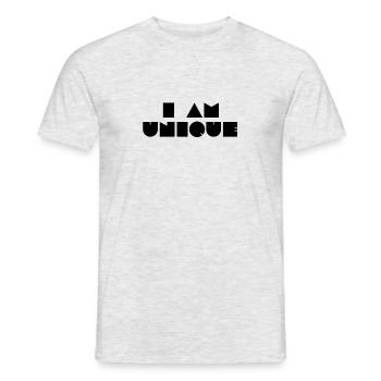I AM UNIQUE blocks schwarz weiss - Männer T-Shirt - Grau meliert - Vorne - AI Model Male 178 dark (178cm)