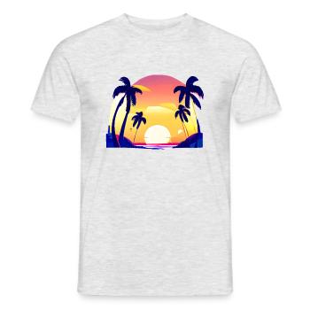 Summer Palm Holiday Tree Sun Palm Gift - Men's T-Shirt - heather grey - Front - AI Model Male 178 dark (178cm)