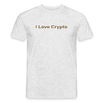 I Love Crypto Gold Frontprint - Männer T-Shirt - Grau meliert - Vorne - AI Model Male 178 dark (178cm)