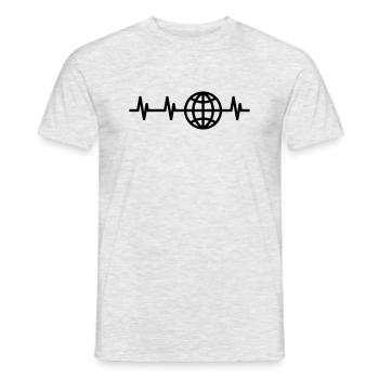 Battement de cœur du monde, ligne de cœur du globe - T-shirt homme - gris chiné - Devant - AI Model Male 178 dark (178cm)