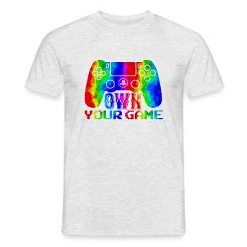 Gamer Game Play Online Computer Gaming Arcade Neon - Men's T-Shirt - heather grey - Front - AI Model Male 178 dark (178cm)