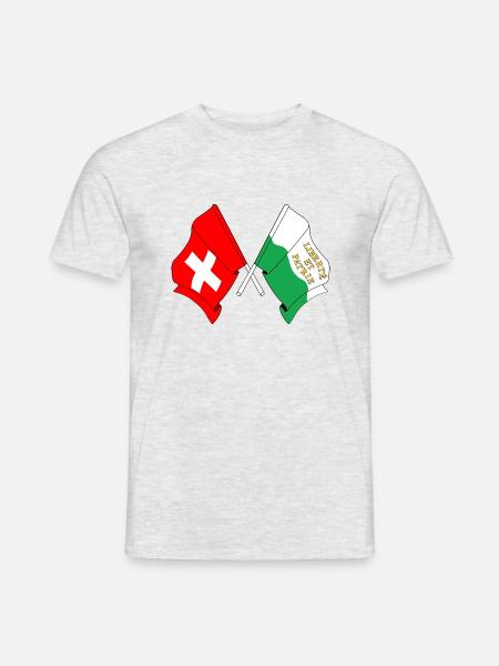 Schweizer Flagge und Waadtländer Flagge - Männer T-Shirt - Grau meliert