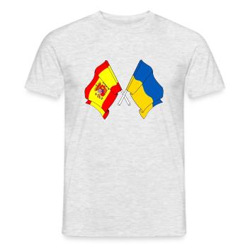 Flagge von Spanien, Ukraine - Männer T-Shirt - Grau meliert - Vorne - AI Model Male 178 dark (178cm)