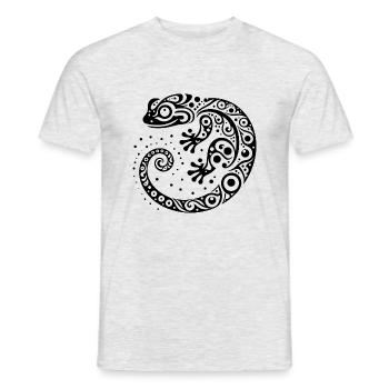 Stammes-Gecko - Männer T-Shirt - Grau meliert - Vorne - AI Model Male 178 dark (178cm)