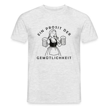 Bier Mädchen - Ein Prosit Der Gemütlichkeit - Männer T-Shirt - Grau meliert - Vorne - AI Model Male 178 dark (178cm)