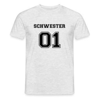Schwester 01 Familie Sis Sister Geschenk bday - Men's T-Shirt - heather grey - Front - AI Model Male 178 dark (178cm)