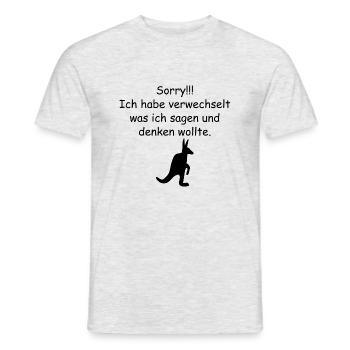 Sorry!!! Sagen und Denken verwechselt. - Männer T-Shirt - Grau meliert - Vorne - AI Model Male 178 dark (178cm)